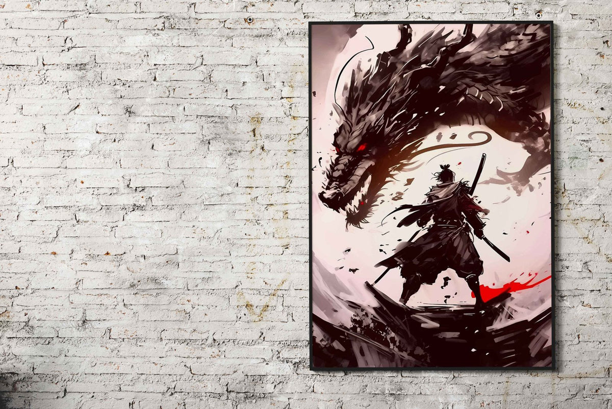 Japanese Samurai Dragon Asian Style Poster | Wall Art for Home & Office | High-Quality Print - High-Quality Visual Display