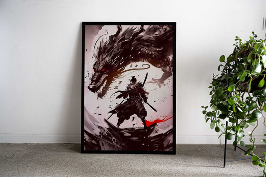 Japanese Samurai Dragon Asian Style Poster | Wall Art for Home & Office | High-Quality Print - High-Quality Visual Display