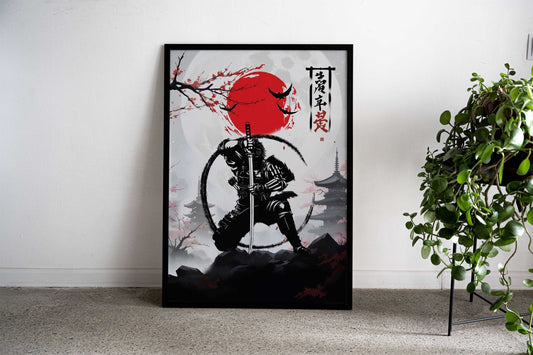 Japanese Samurai Ink Wash Asian Style Poster | Wall Art for Home & Office | High-Quality Print - High-Quality Visual Display