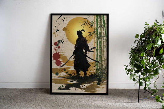 Japanese Samurai Moon Asian Style Poster | Wall Art for Home & Office | High-Quality Print - High-Quality Visual Display
