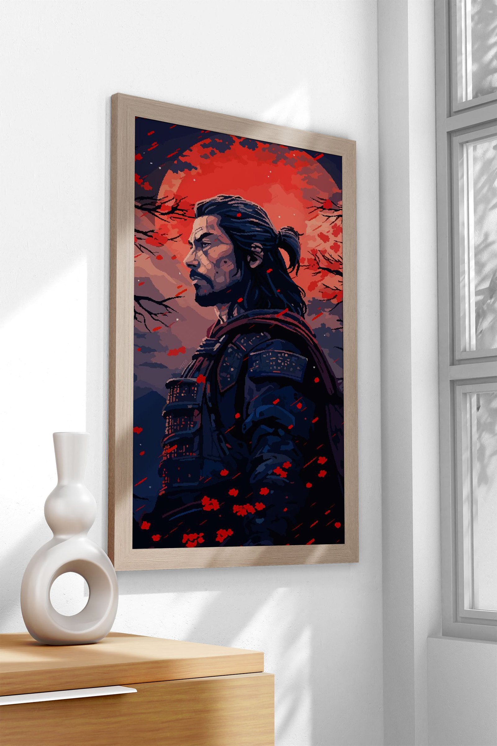 Japanese Samurai Pixel Art Asian Style Poster | Wall Art for Home & Office | High-Quality Print - High-Quality Visual Display