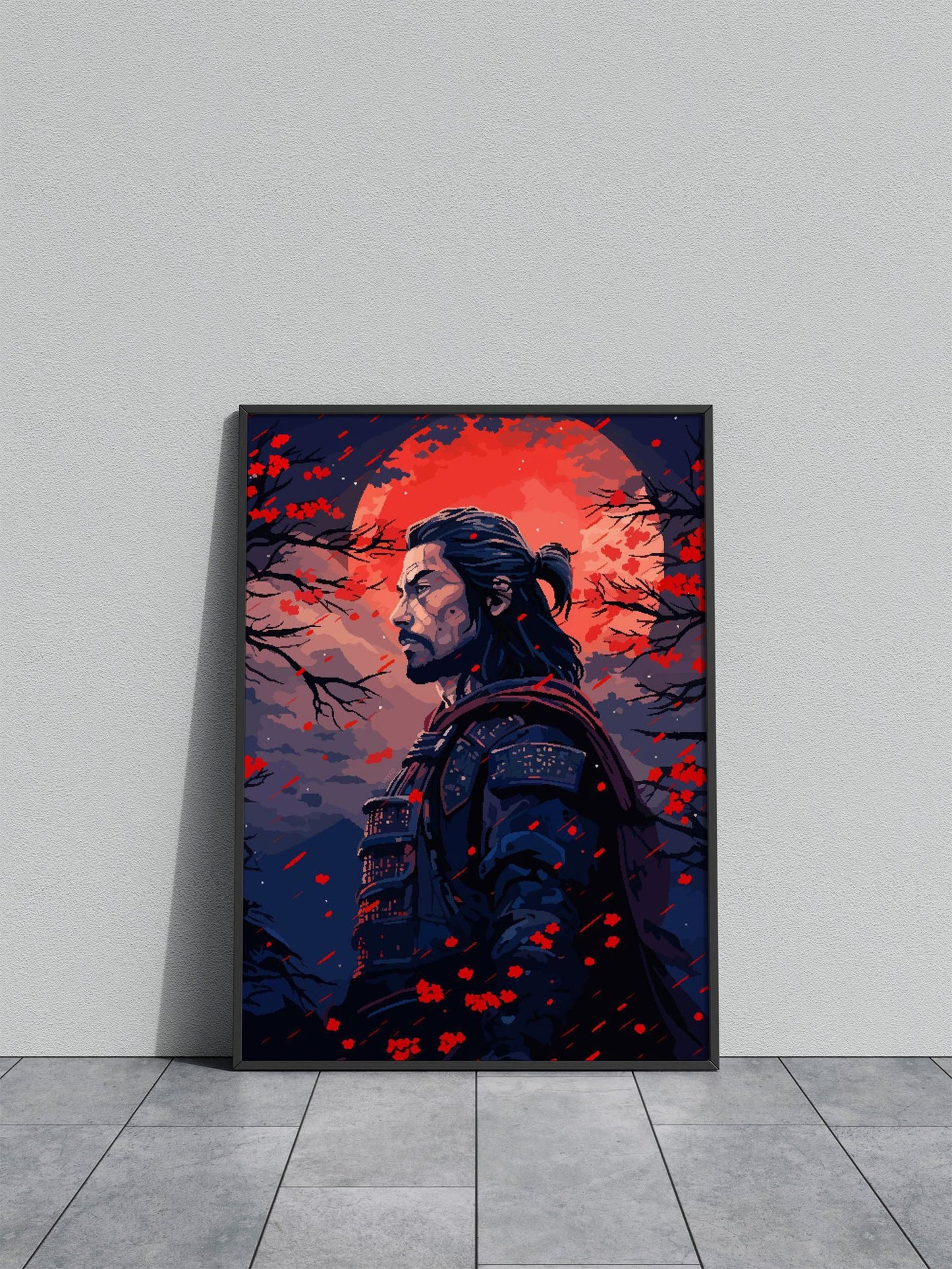 Japanese Samurai Pixel Art Asian Style Poster | Wall Art for Home & Office | High-Quality Print - High-Quality Visual Display