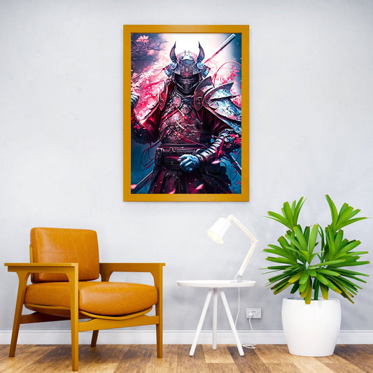 Japanese Samurai in Red Asian Style Poster | Wall Art for Home & Office | High-Quality Print - High-Quality Visual Display
