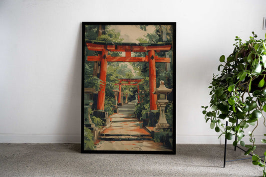 Japanese Shrine Pathway Asian Style Poster | Wall Art for Home & Office | High-Quality Print - High-Quality Visual Display