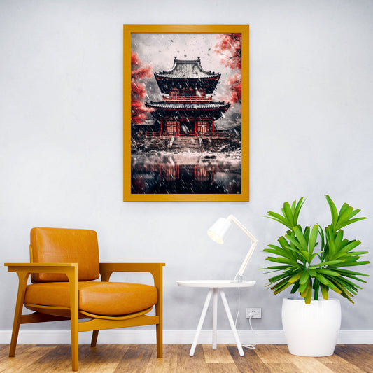Japanese Snow Temple Asian Style Poster | Wall Art for Home & Office | High-Quality Print - High-Quality Visual Display
