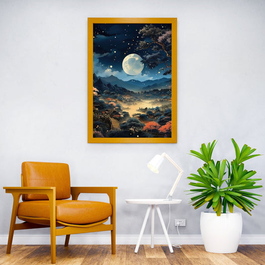 Japanese Street at Night Asian Style Poster | Wall Art for Home & Office | High-Quality Print - High-Quality Visual Display