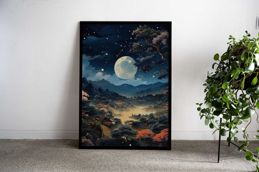 Japanese Street at Night Asian Style Poster | Wall Art for Home & Office | High-Quality Print - High-Quality Visual Display