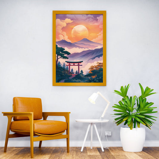 Japanese Sunset Mountain Asian Style Poster | Wall Art for Home & Office | High-Quality Print - High-Quality Visual Display