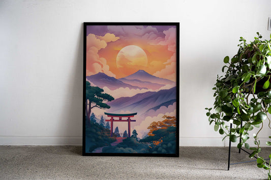Japanese Sunset Mountain Asian Style Poster | Wall Art for Home & Office | High-Quality Print - High-Quality Visual Display