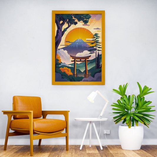 Japanese Sunset art Asian Style Poster | Wall Art for Home & Office | High-Quality Print - High-Quality Visual Display