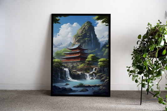 Japanese Temple Anime Asian Style Poster | Wall Art for Home & Office | High-Quality Print - High-Quality Visual Display