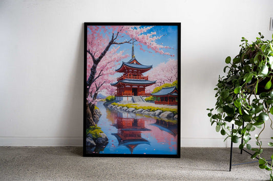Japanese Temple Artwork Asian Style Poster | Wall Art for Home & Office | High-Quality Print - High-Quality Visual Display