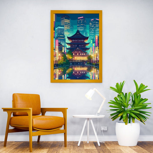 Japanese Temple Cityscape Asian Style Poster | Wall Art for Home & Office | High-Quality Print - High-Quality Visual Display