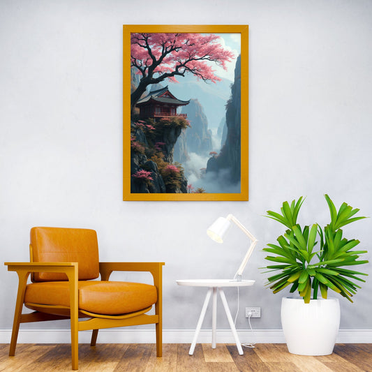 Japanese Temple Cliffside Asian Style Poster | Wall Art for Home & Office | High-Quality Print - High-Quality Visual Display