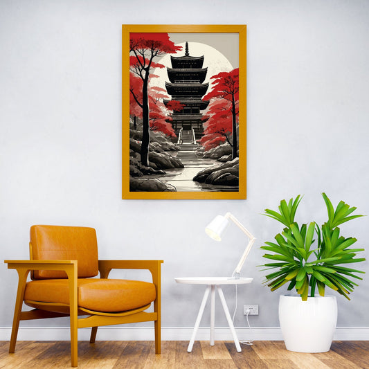 Japanese Temple Forest Asian Style Poster | Wall Art for Home & Office | High-Quality Print - High-Quality Visual Display