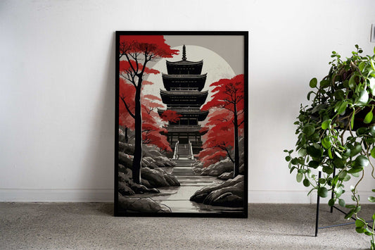 Japanese Temple Forest Asian Style Poster | Wall Art for Home & Office | High-Quality Print - High-Quality Visual Display
