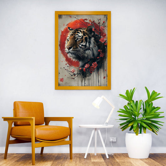 Japanese Tiger with Cherry Blossoms Asian Style Poster | Wall Art for Home & Office | High-Quality Print - High-Quality Visual Display