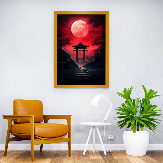 Japanese Tori Gate + Moon Asian Style Poster | Wall Art for Home & Office | High-Quality Print - High-Quality Visual Display