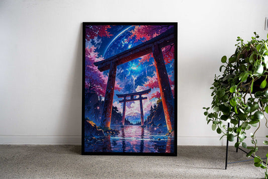 Japanese Torii Gate Space Landscape Asian Style Poster | Wall Art for Home & Office | High-Quality Print - High-Quality Visual Display