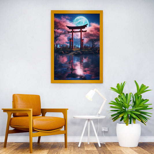Japanese Torii Moonlight Asian Style Poster | Wall Art for Home & Office | High-Quality Print - High-Quality Visual Display