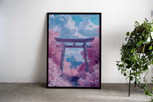 Japanese Torii Vaporwave Asian Style Poster | Wall Art for Home & Office | High-Quality Print - High-Quality Visual Display