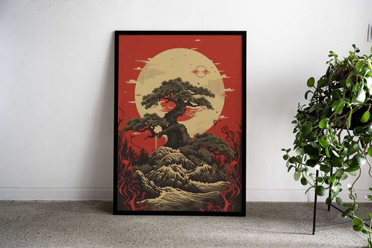 Japanese Tree Art Asian Style Poster | Wall Art for Home & Office | High-Quality Print - High-Quality Visual Display