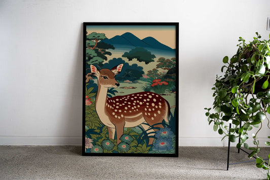 Japanese Ukiyo-E Spotted Deer Doe Asian Style Poster | Wall Art for Home & Office | High-Quality Print - High-Quality Visual Display