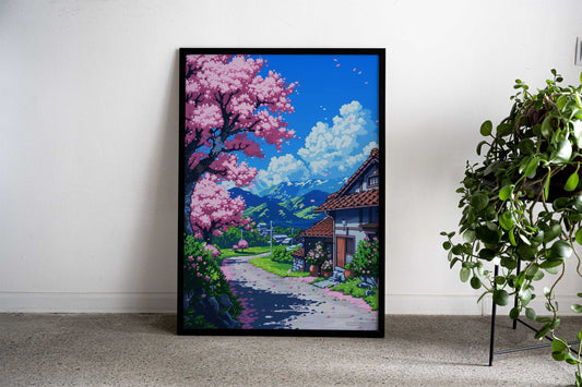 Japanese Village Landscape Asian Style Poster | Wall Art for Home & Office | High-Quality Print - High-Quality Visual Display