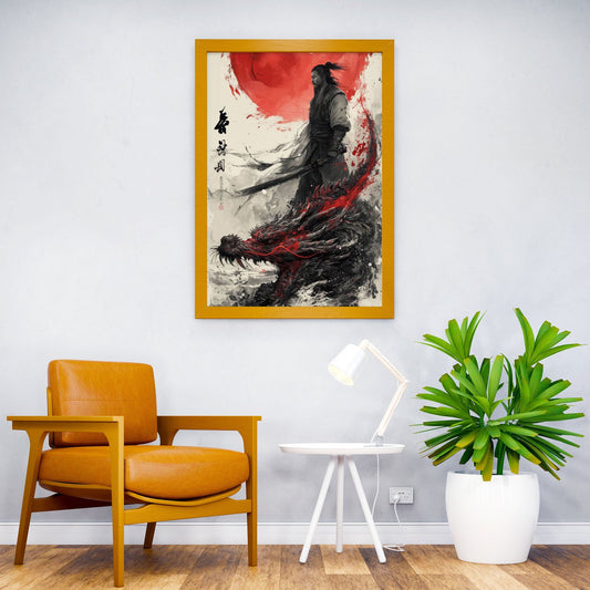 Japanese Warrior Dragon Asian Style Poster | Wall Art for Home & Office | High-Quality Print - High-Quality Visual Display