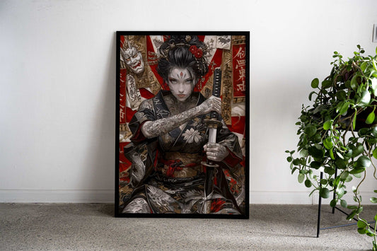 Japanese Warrior Woman Asian Style Poster | Wall Art for Home & Office | High-Quality Print - High-Quality Visual Display