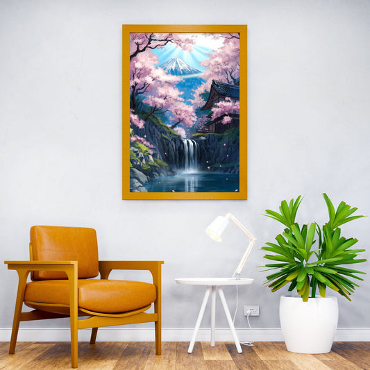 Japanese Waterfall Landscape Asian Style Poster | Wall Art for Home & Office | High-Quality Print - High-Quality Visual Display