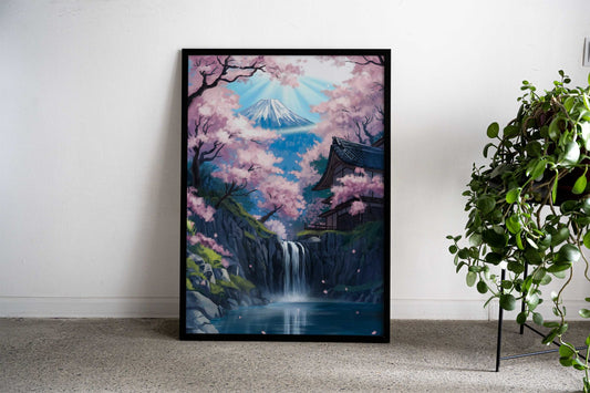 Japanese Waterfall Landscape Asian Style Poster | Wall Art for Home & Office | High-Quality Print - High-Quality Visual Display