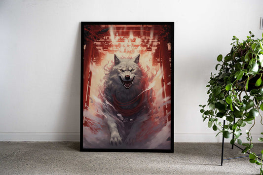 Japanese Wolf Torii Gate Asian Style Poster | Wall Art for Home & Office | High-Quality Print - High-Quality Premium Wall Art Decor Sticker