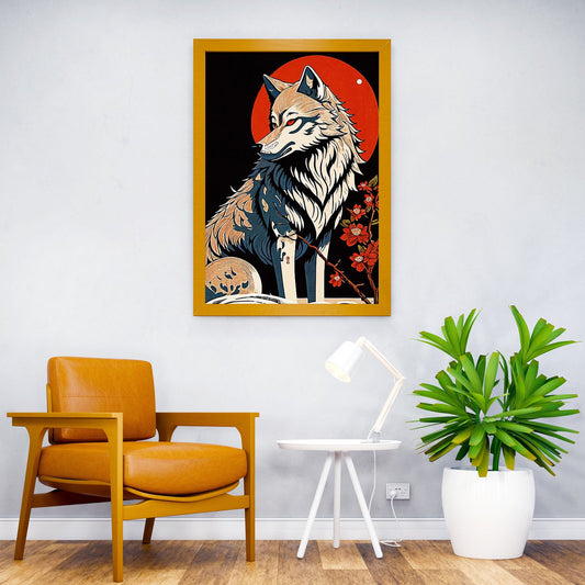 Japanese Wolf Asian Style Poster | Wall Art for Home & Office | High-Quality Print - High-Quality Premium Wall Art Decor Sticker