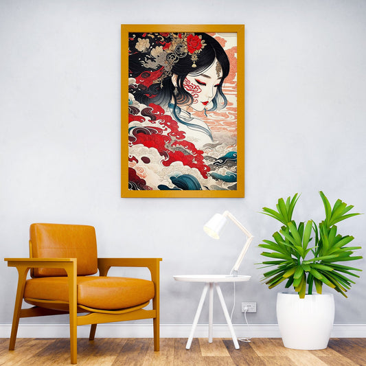 Japanese Woman Geisha Asian Style Poster | Wall Art for Home & Office | High-Quality Print - High-Quality Premium Wall Art Decor Sticker