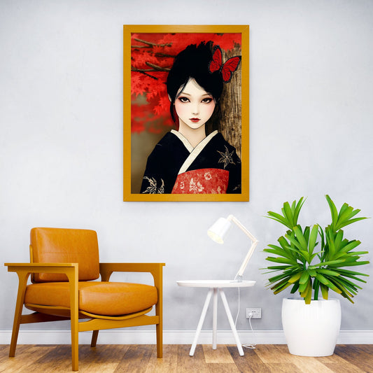 Japanese Woman in Kimono Asian Style Poster | Wall Art for Home & Office | High-Quality Print - High-Quality Premium Wall Art Decor Sticker