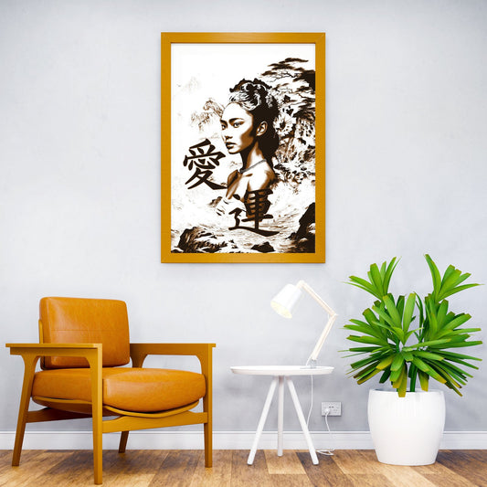 Japanese Woman with Mountains Asian Style Poster | Wall Art for Home & Office | High-Quality Print - High-Quality Premium Wall Art Decor Sticker