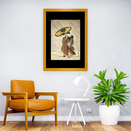 Japanese Women In The Rain Asian Style Poster | Wall Art for Home & Office | High-Quality Print - High-Quality Premium Wall Art Decor Sticker