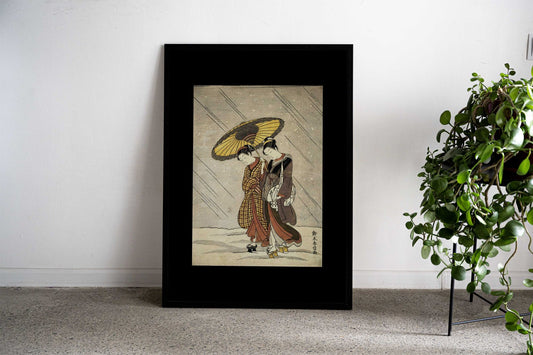 Japanese Women In The Rain Asian Style Poster | Wall Art for Home & Office | High-Quality Print - High-Quality Premium Wall Art Decor Sticker