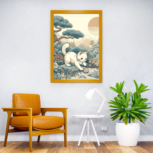Japanese Zen Garden Cat Asian Style Poster | Wall Art for Home & Office | High-Quality Print - High-Quality Premium Wall Art Decor Sticker