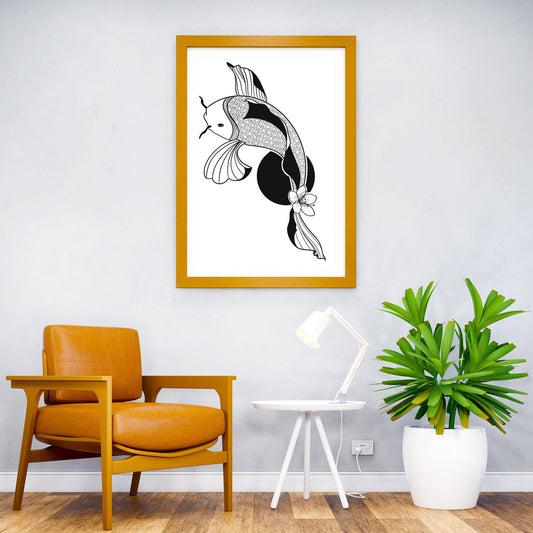 Japanese carp and flower Asian Style Poster | Wall Art for Home & Office | High-Quality Print - High-Quality Visual Display