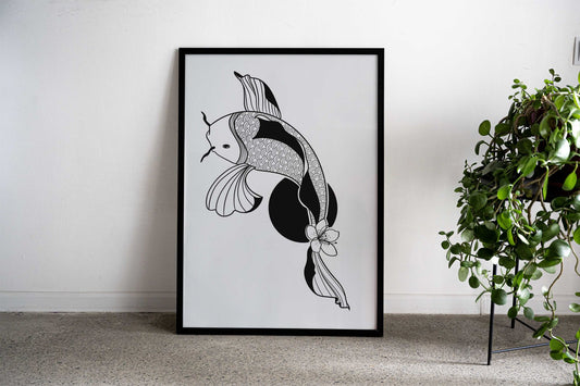 Japanese carp and flower Asian Style Poster | Wall Art for Home & Office | High-Quality Print - High-Quality Visual Display