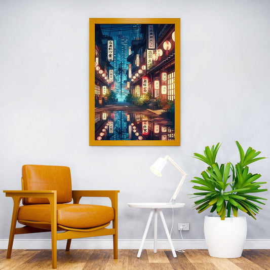 Japanese downtown at night Asian Style Poster | Wall Art for Home & Office | High-Quality Print - High-Quality Visual Display