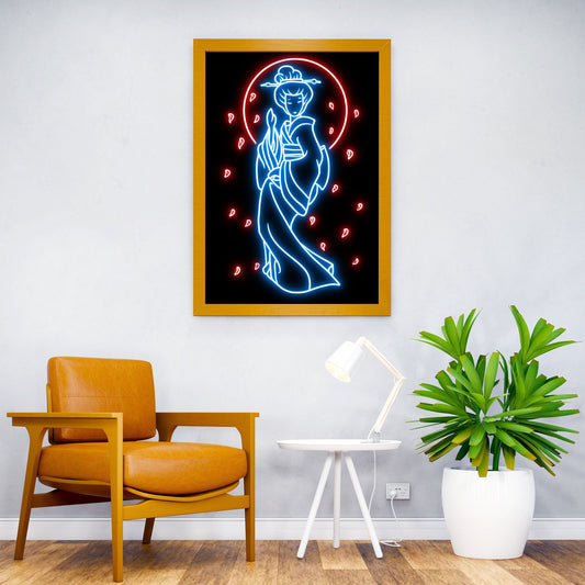 Japanese geisha neon Asian Style Poster | Wall Art for Home & Office | High-Quality Print - High-Quality Visual Display