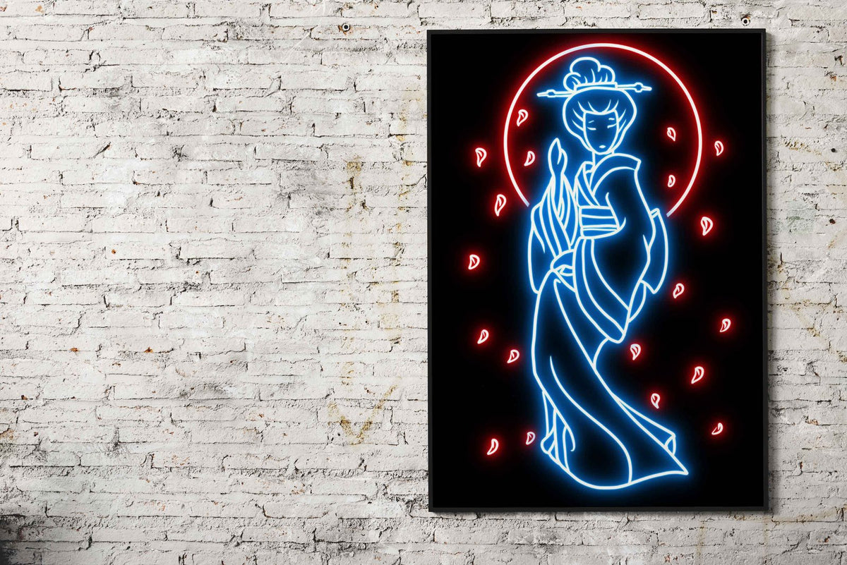 Japanese geisha neon Asian Style Poster | Wall Art for Home & Office | High-Quality Print - High-Quality Visual Display