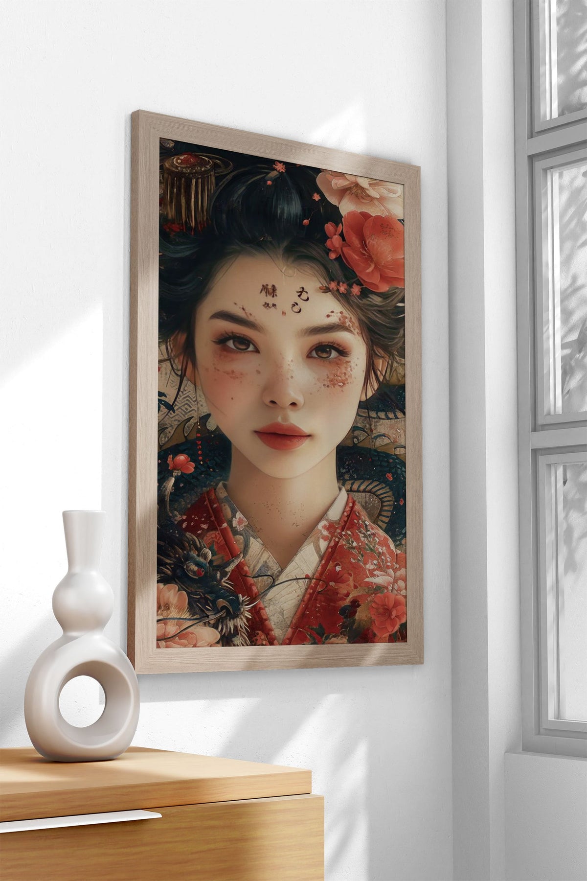 Japanese girl and dragon Asian Style Poster | Wall Art for Home & Office | High-Quality Print - High-Quality Visual Display
