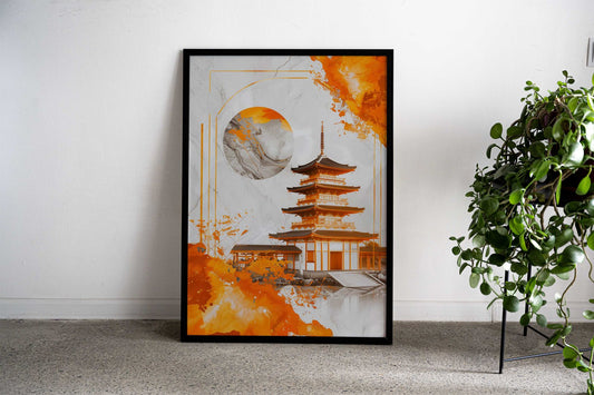 Japanese gold temple Asian Style Poster | Wall Art for Home & Office | High-Quality Print - High-Quality Visual Display