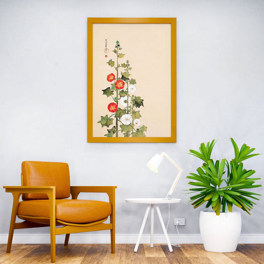 Japanese hollyhock flowers Asian Style Poster | Wall Art for Home & Office | High-Quality Print - High-Quality Visual Display