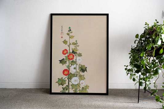 Japanese hollyhock flowers Asian Style Poster | Wall Art for Home & Office | High-Quality Print - High-Quality Visual Display