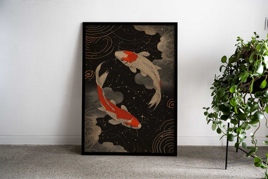 Japanese koi Fish Yin Yang Asian Style Poster | Wall Art for Home & Office | High-Quality Print - High-Quality Visual Display